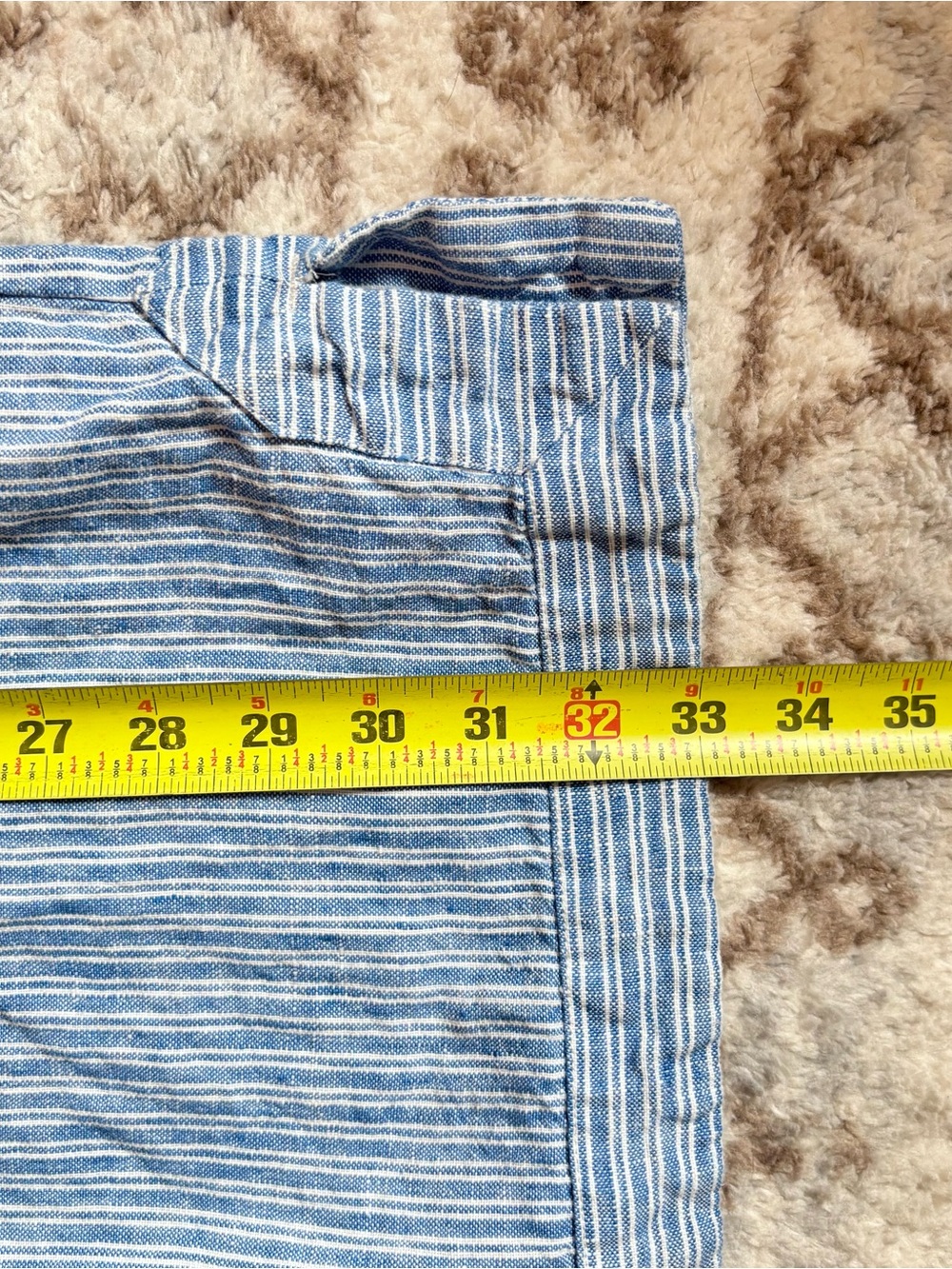 Faherty Rae Linen Rae Skyway Railroad Stripe Short Sleeve Mini Button-Up - Picture 8 of 8